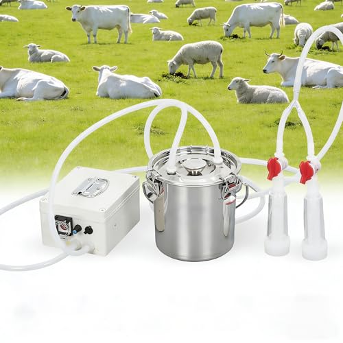 Portable Goat Milking Machine, 3L, 304 Steel, Rechargeable Battery | 60-80 pulse settings, 40-50 kPa vacuum control, silicone cups, for goats and sheep in barns or pastures