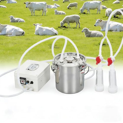Portable Goat Milking Machine, 3L, 304 Steel, Rechargeable Battery | 60-80 pulse settings, 40-50 kPa vacuum control, silicone cups, for goats and sheep in barns or pastures