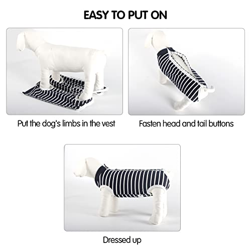 Dog Recovery Suit Abdominal Wound Puppy Surgical Clothes Post-Operative Vest Pet After Surgery Wear Substitute E-Collar & Cone(XL, Blue Stripe) - color: Blue Stripe, size: X-Large (Pack of 1)