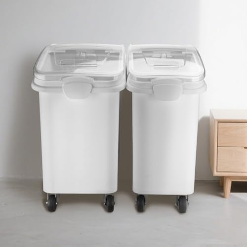 Ingredient Storage Bin,21 Gallon Dispenser Bin with Scoop for Dry Food, Sugar, Baking Supplies,Kitchen Rice Cereal Flour Bin,BPA Free,Pet Food Storage Container,Dog Cat Birds Food (21 Gallon) - size: 21 Gallon