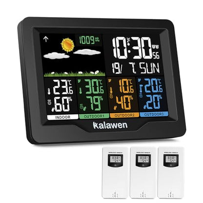 Weather Station Wireless Indoor Outdoor Thermometer Digital with Atomic Clock, Barometric Pressure, Forecast Station with USB Port Thermometer Wireless Humidity Barometer Monitor