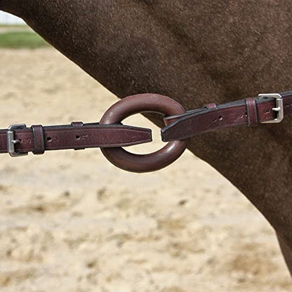 Schneiders Premier Donut Side Reins for Horses | Adjustable Leather Training Aid for English Discipline | Snap Bit Attachment | 42"-48" Length | Sold in Pairs | Dark Oil Finish