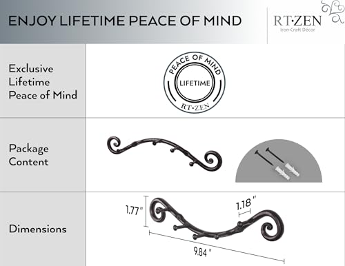 RTZEN Farmhouse Small Key Holder for Wall, Wrought Iron Wall Mount Rack - style: Swirly