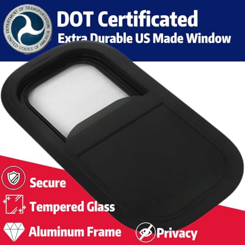 RV MURTS Trailer Window 24"x15", Tempered Glass with Screen & Trim Kit, 1-1/2" Wall Fit for Teardrop Camper, Cargo, Travel Motorhome, Horizontal Slide.(Aluminum, Shatterproof, Cold Insulation) - size: RV Window 24×15（1-1/2)