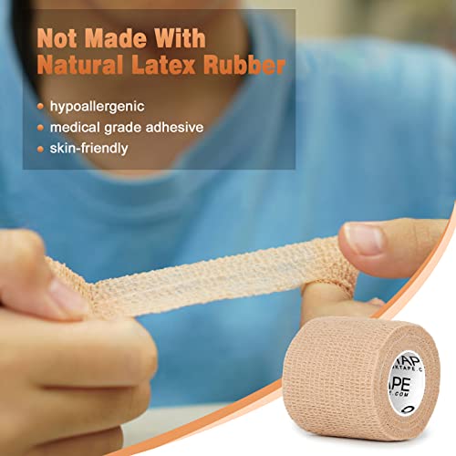 OK TAPE Self Adherent Cohesive Bandages Wrap 12Packs 2" x 5 Yards - color: White, size: 2 In x 5 Yards