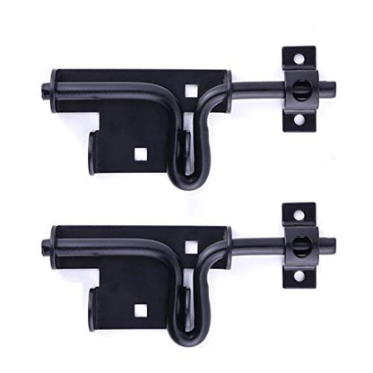 2 Packs Heavy Duty Sliding Bolt Gate Latch Black Thickened Metal Sliding Bolt Latch with Padlock Hole for Wooden Fence, Shed, Yard, Barn, Interior and Outdoor Latch, Solid Hardware