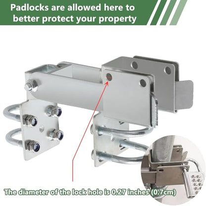 BiJun Chain Link Double Gate Latch Chain Link Fence Gate Latch for 1-3/8" Gate Frames,Chain Link Residential Strong Arm Double Gate Latch Equipped with Convenient Padlock Holes (Silvery) - color: Silvery