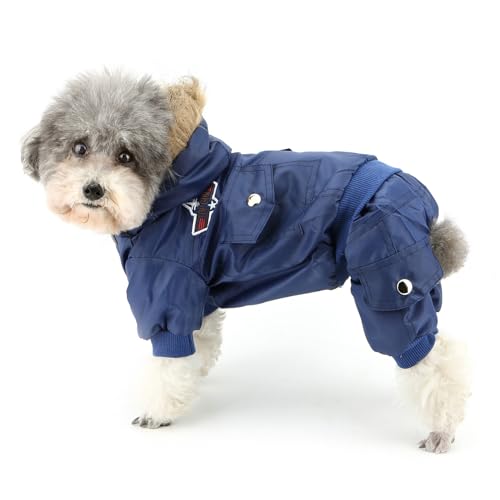 ZUNEA Dog Snowsuit Waterproof for Small Dogs Winter Puppy Coat, Blue, L - color: Blue, size: L