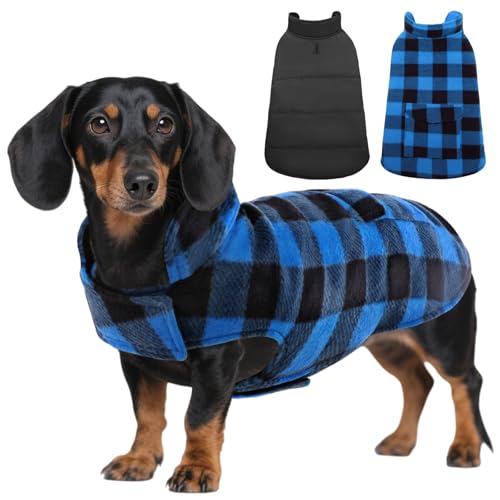 ASENKU Reversible Dog Winter Coat, Dog Jacket for Small Medium Large Dogs - color: Blue, size: X-Small