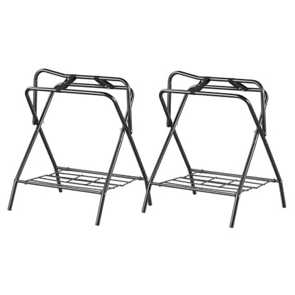 VEVOR Folding Saddle Rack, 2 Packs Freestanding Horse Saddle Stand, Portable Horse Blanket Holder, Heavy Duty Steel Saddle Rack for English & Western Saddles, Tack Storage, 28 x 19 x 37.5 in, Black - style: Folding Saddle Rack-2 Pcs
