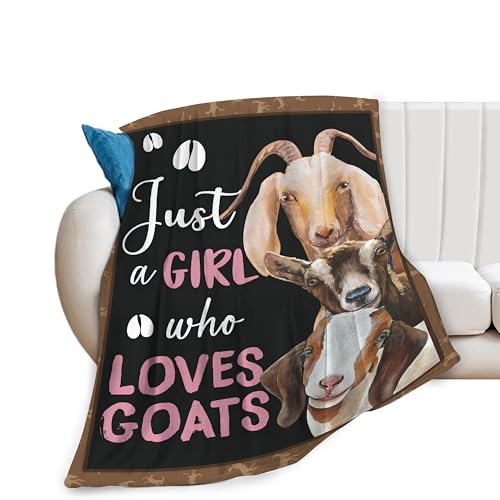 Goat Blanket Gift Just A Girl Who Loves Goats Cozy Plush Throw Blanket Flannel Fleece Ultra Soft Fuzzy Animal Lover Party Blankets for Adult Kids Boys Women Men 50"X40" - color: Three Goats, size: 50"x40"