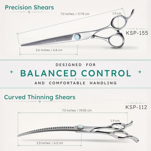 7" Dog Grooming Scissors Set – VG10 Straight & 70% Chunker Shears | Premium VG10 Japanese Steel, Scissors for Dogs & Cats, Razor-Sharp Precision, Lightweight Ergonomic Design - size: 7" Set