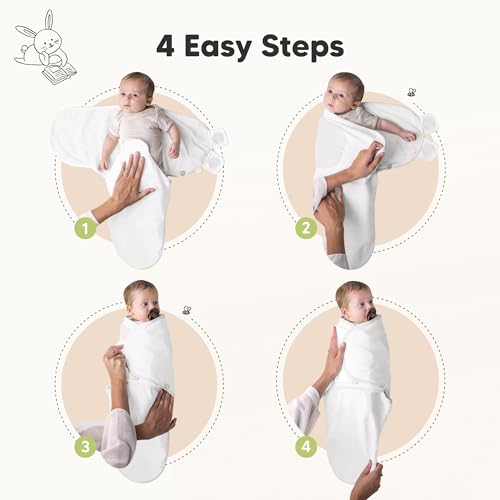 KeaBabies Baby Hair Brush and Comb Set and 3-Pack Baby Swaddle Sleep Sacks - Wooden Brush with Soft Goat Bristle, Newborn Swaddle Sack