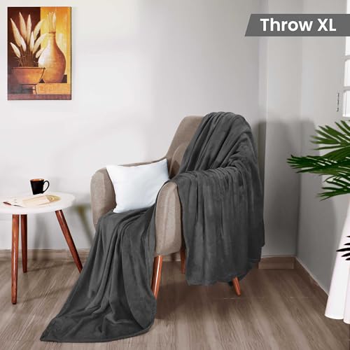 Utopia Bedding Soft Fleece Bed Blanket Throw XL Size Grey (50x70 Inch) - color: Grey, size: Throw XL (50x70 Inch)