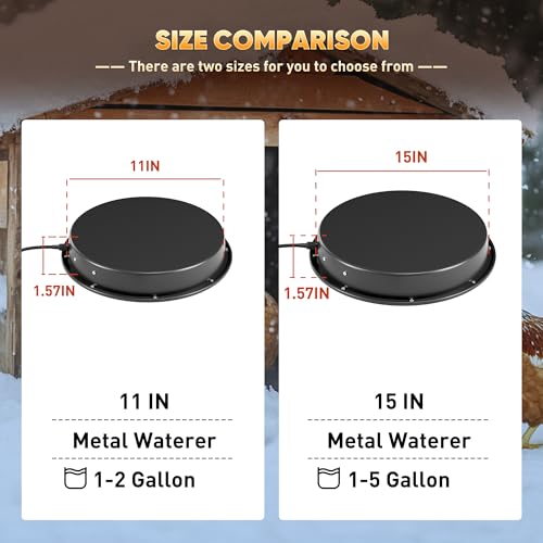 Eggluuz Chicken Water Heater for Winter, 110 Watt Chicken Drinker Heated Base 11 in Chicken Waterer Heater with Thermostat