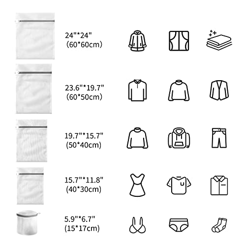 Mesh Bra Bags for Laundry(9 Pack) by MDSXO, White Lingerie Bags for Washing Delicates,Baby Laundry,Sock,Travel Storage[1XXL/2XL/3L/2M/2bra bags] - size: 9Pack(Family Size2)