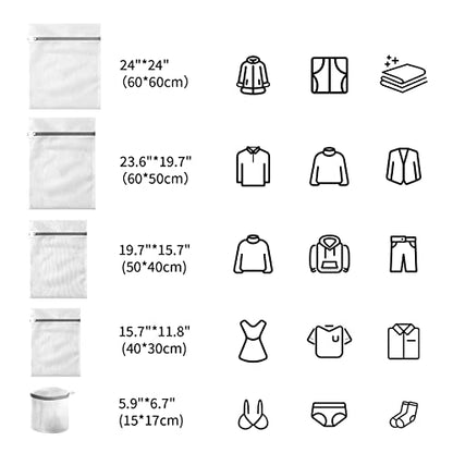Mesh Bra Bags for Laundry(9 Pack) by MDSXO, White Lingerie Bags for Washing Delicates,Baby Laundry,Sock,Travel Storage[1XXL/2XL/3L/2M/2bra bags] - size: 9Pack(Family Size2)