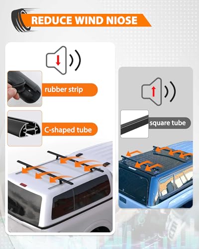 MELIPRON Heavy Duty Truck Topper Roof Rack for Truck Cap, 500LB Capacity | 50" Aluminum Ladder Rack Fit Camper Shell and Truck Caps, Ideal for Kayaks, Canoes, Camping Gear and Outdoor Adventure - size: 50"