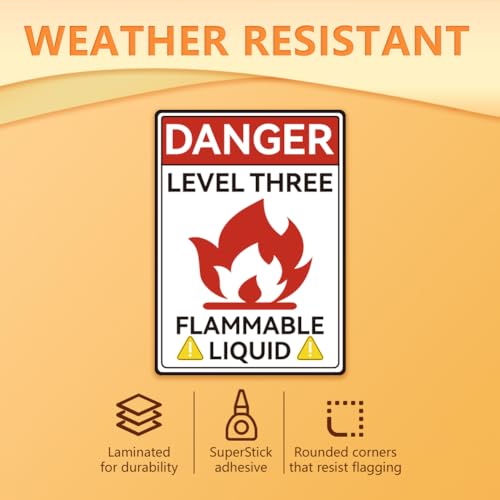 WADORN 10Pcs Flammable Liquid Warning Sign Sticker, Caution Flammable Liquid Self-Adhesive Vinyl Decals Flammable Liquid Danger Warning Sign Level 3 Flammable Liquid Label Placard 7.08x5.12 Inch - style: Caution Flammable Liquid