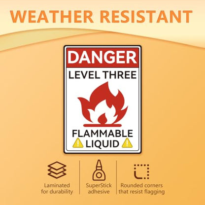 WADORN 10Pcs Flammable Liquid Warning Sign Sticker, Caution Flammable Liquid Self-Adhesive Vinyl Decals Flammable Liquid Danger Warning Sign Level 3 Flammable Liquid Label Placard 7.08x5.12 Inch - style: Caution Flammable Liquid