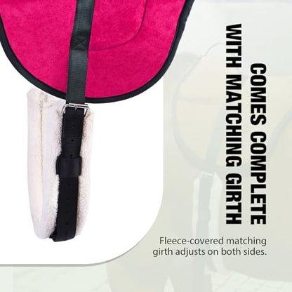 Harrison Howard Equestrian Saddle Pad Horse Riding Pad Bareback Pad with Girth - color: Rose Pink