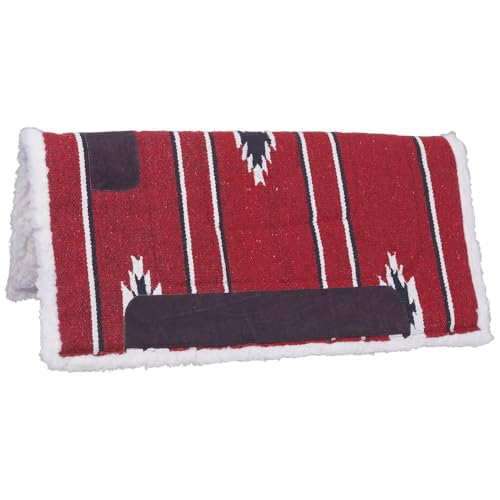 Tough 1 Tough-1 Square Saddle Pad/Fleece Bottom - color: Red/Black/Cream