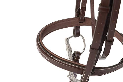 Huntley Equestrian Fancy Stitched Sedgwick Leather English Bridle and Reins - color: Sedgwick Australian Nut, size: Oversize