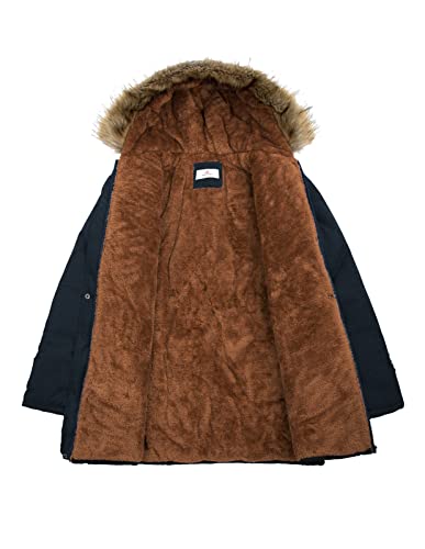 GRACE KARIN Women's Winter Coats Fleece Parkas Anoraks Hooded Military Jacket Coats - color: Dark Blue, size: Small