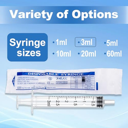 3ml Disposable Luer Slip Syringes Without Needles, 10-Pack - style: 3ml