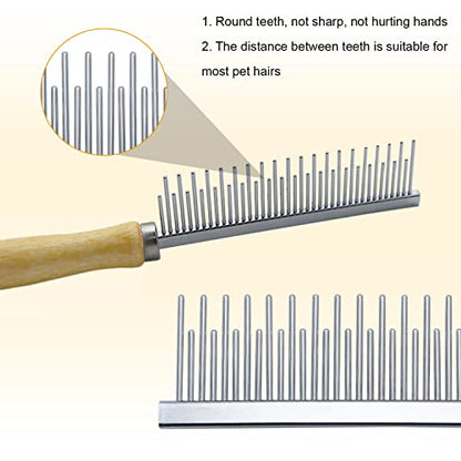 Wooden Handle Grooming Comb for Dogs Cats Pet（Multitooth） - color: Long & Short Teeth Comb