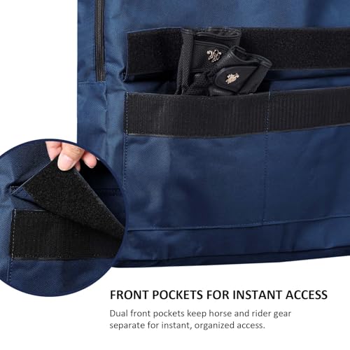 Harrison Howard Bridle/Halter Bag – Waterproof 600D Horse Tack Storage, Hanging Organizer with Multi-Hook Design, Protects Bridles & Reins-Navy - color: Navy
