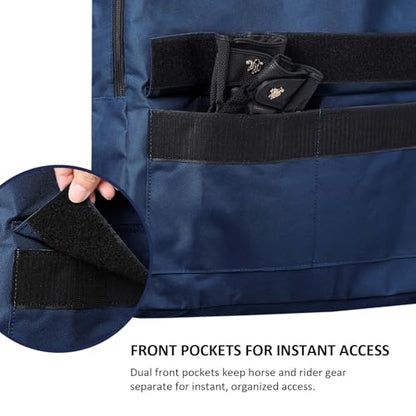 Harrison Howard Bridle/Halter Bag – Waterproof 600D Horse Tack Storage, Hanging Organizer with Multi-Hook Design, Protects Bridles & Reins-Navy - color: Navy
