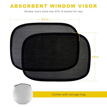 2 PCS Car Window Shade, 21"x14" Static Cling Automotive Side Window Screen Sun Shade Blocker, Removable Car Sunshade Cover Protect Your Child from Sun Glare Heat UV Rays (Black) - color: Black