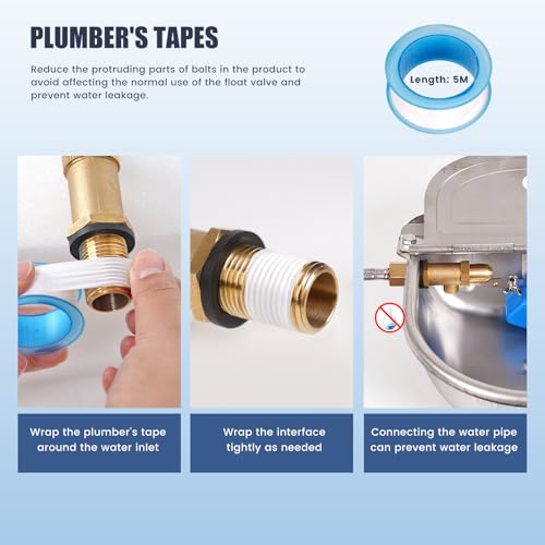 1/2 Inch Brass Float Valve for Water Tank with Hose Auto Shut Off Pool Fill Valve Automatic Fill Float Ball Valve for Stock Fountains Livestock Waterer Troughs (1/2 Inch Float Valve, 1)