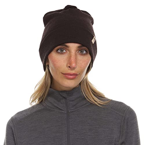 100% Merino Wool Cuff Beanie - Mens & Womens Warm Winter Hat - Watch Cap - Toque - Novelty Beanie - One Size Fits Most - color: Dark Brown