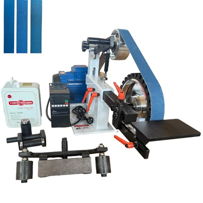 Belt Grinder Sander with VFD，2x72-inch 1500W 2HP Variable Speed Control Belt Sander with 3 Sets Grinding Tools and 3 Zirconia corundum Sanding Belts for Metalworking, Knife Making