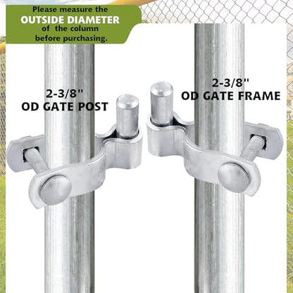2-3/8" Chain Link Fence Frame Gate Post Male Hinge, Pack of 4,Galvanized Steel Gate Hinge for Fence Posts, Bolts & Nuts Included - size: 2-3/8" Male