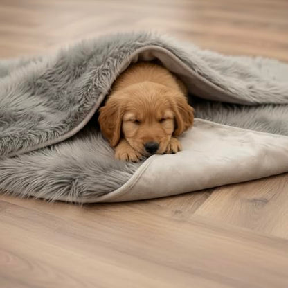 IHAPPYDOG Faux Fur Dog Blanket, Waterproof Couch Cover, Grey 40"x30" - color: Grey, size: 40" x 30"