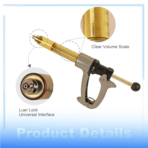 25ML Semi Automatic Livestock Syringe, 5 Gears Adjustable Continuous Repeating Syringe for Farm Ranch Cattle Cow Horse Goat Sheep Hog - size: 25ML Gray
