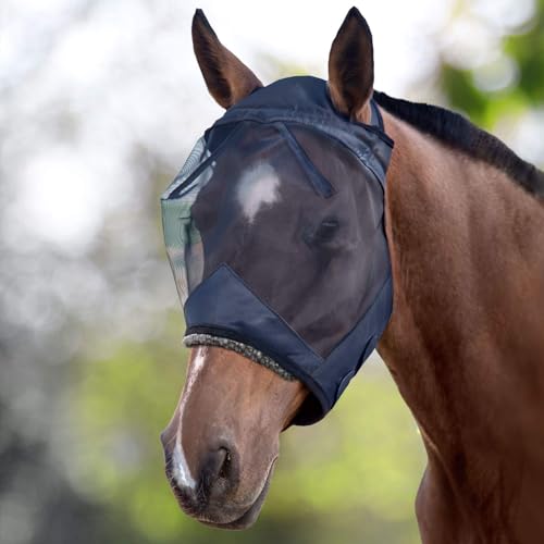 Harrison Howard CareMaster Horse Fly Mask Large Eye Space Standard Black Medium Cob - color: Black, size: Cob (Medium)