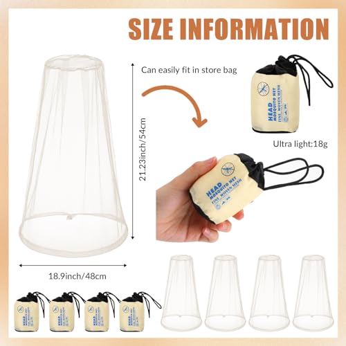 HESTYA 4 Pack Mosquito Head Net Face Mesh,Beige - color: Beige