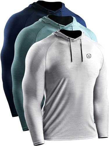 NELEUS Men's Soft T-Shirt - color: 5071 Navy/Light Grey/Light Green,3 Pack, size: Large