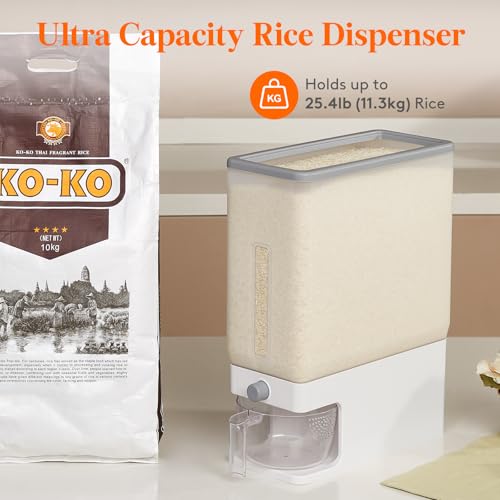 Lifewit Rice Dispenser 25 Lbs, Airtight Storage with Measuring Cup, Clear - color: Clear