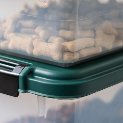 IRIS USA Airtight Pet Food Container, Up to 30 lbs & 11 lbs, Green | Airtight Seal, BPA-Free, 2-Cup Scoop, Stackable Design, Rolling Wheels, Dual Storage - size: 30 lbs, 11 lbs