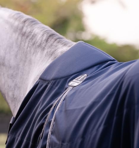 Horseware® Rambo® Optimo Stable Sheet - Navy/Thunderstorm Grey & Silver, 81 inches