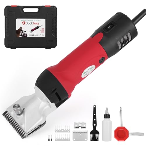 DUCKBOY Heavy Duty Horse Clippers, 600W 6-Speed, 2 Stainless Blades | Corded 600W 6-speed 3200RPM, detachable steel blades for thick horse, pony, cattle coats at barns & pastures - size: 600W Horse Clipper