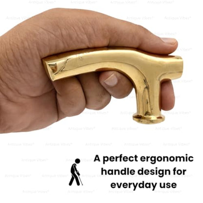 Walking Stick Handles Replacement with Brass Collar Ring Pet Handle for Wood Canes Costume Prop Casual Unisex Gift