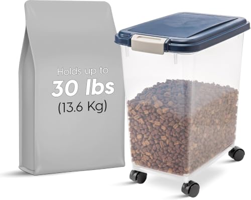 IRIS USA Dog Food Storage Container, Up to 30 lbs, Navy, Made in USA - color: Navy, size: 30 lbs