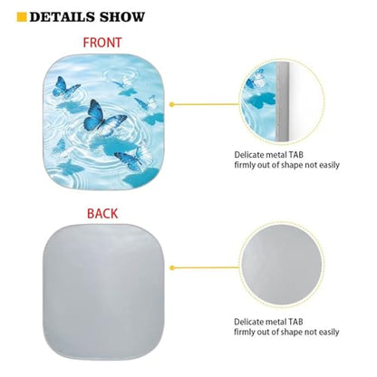 2 PCS Car Windshield Sun Shade Blue Butterfly Auto Sunshades Sunshade Visor Auto Sun Heat and UV Rays Blocker Foldable Automotive Accessories for Summer Heat UV - color: Blue Butterfly Print