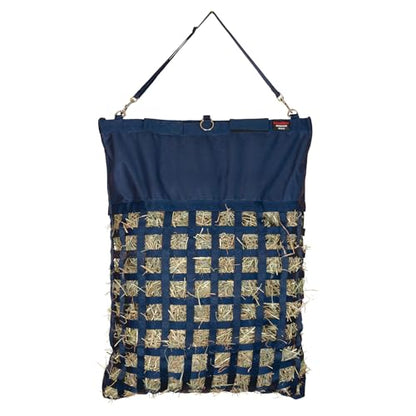 Dura-Tech Easy Load XX-Large 2" Slow Feed Hay Bag for Horses | 5+ Flake Capacity | Ultra-Durable 1200D Polyester | Color Navy - color: Navy